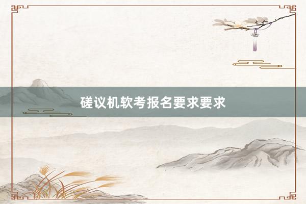磋议机软考报名要求要求