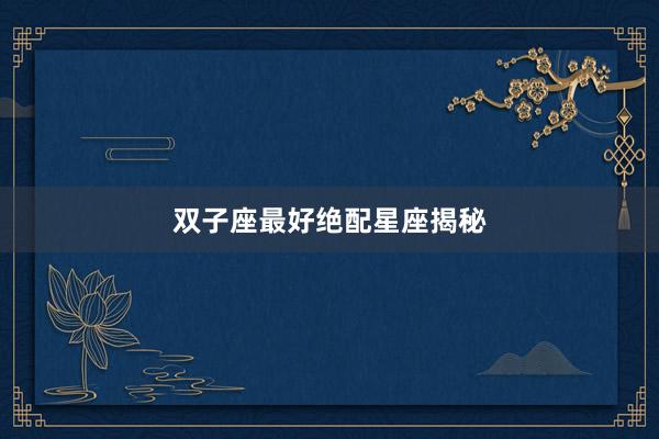 双子座最好绝配星座揭秘